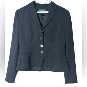 Lauren Ralph Lauren Women’s Blazer Size 8P Black Single Breasted Wool Blend